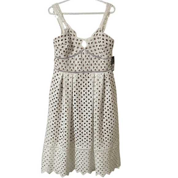 Dex Occasion Dresses & Skirts - Nwt’s Dex Occasion White Lace Midi Dress Size Large